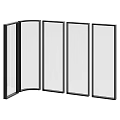 Black Frame Folding Room Divider With Transparent Panels For Space Partitioning Use 3d model