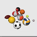 Various Colorful Sports Balls Equipment Including Football Basketball Volleyball And Rugby On Green Background