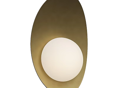Modern Gold Oval Backplate Wall Light with White Globe Shade for Interior Decor 3d model