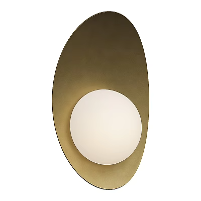 Modern Gold Oval Backplate Wall Light with White Globe Shade for Interior Decor 3d model