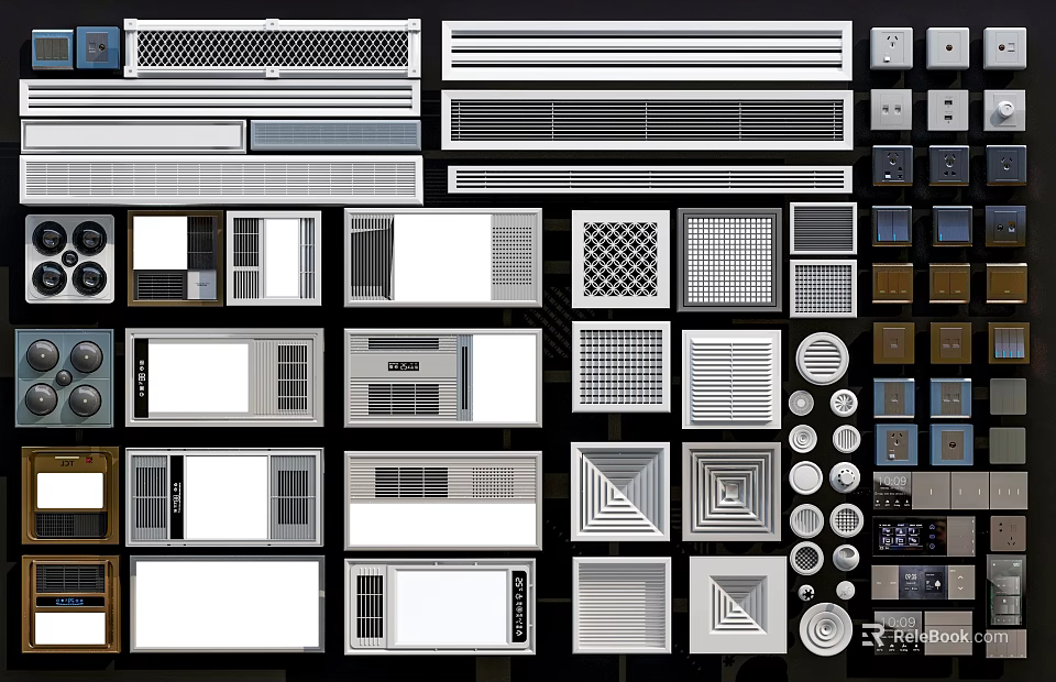 Various Home Electrical Appliances Including Ventilation Units Control Panels And Designs 3d model 