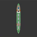 Detailed White and Green Cargo Vessel Model with Masts and Cranes