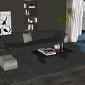 Minotti Sofa Coffee Table Combination Multi-person Sofa Coffee Table Leisure Chair Side Table Corner Table 3d model