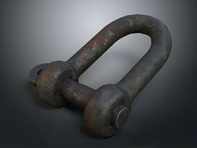 Rusty Metal U Shaped Shackle With Detailed Rough Industrial Surface 3d model