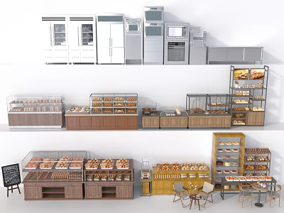 Bread cabinet cake cabinet baking shop material 3d model