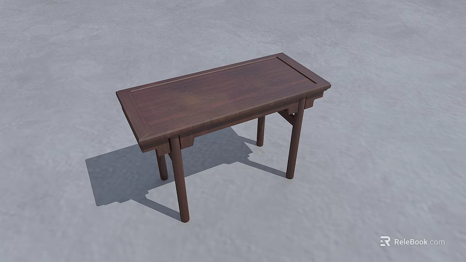 Wooden Side Table with Rectangular Top and Sturdy Legs in Classic Design 3d model