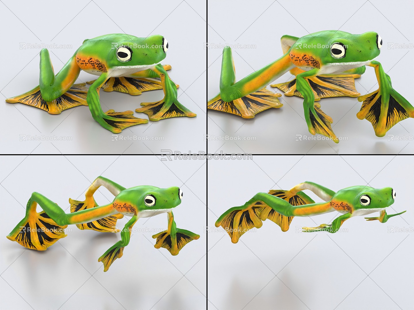 Tree Frog with Binding and Jumping Animation Flying Frog Frog Rana 3d model