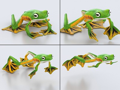 Tree Frog with Binding and Jumping Animation Flying Frog Rana 3d model