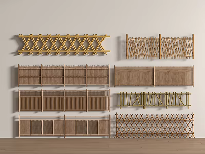New Chinese Fence New Chinese Fence Wooden Fence Bamboo Fence Wooden Fence Door 3d model