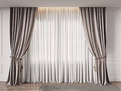 modern curtain fabric curtain gauze curtain 3d model