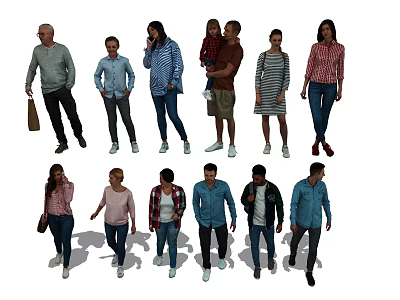 Diverse Group Of People With Various Poses And Casual Clothing Styles 3d model