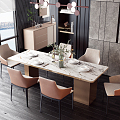 Light Luxury Dining Table and Chair Combination 3d model