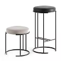 Modern Bar Stools With Upholstered Seats And Metal Frames In Light And Black