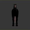 Black Horse With Pink Mane Standing Gracefully On Gray Background 3d model