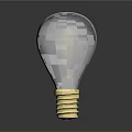 Transparent Glass Light Bulb With Yellow Exclamation Mark And Golden Base