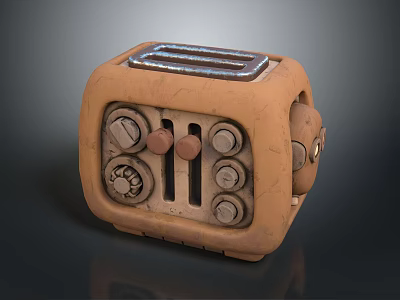 Vintage Orange Toaster Kitchen Appliance With Retro Control Knobs And Buttons 3d model