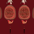 Traditional Red Chinese Lanterns With Intricate Lattice Design And Tassel Decorations