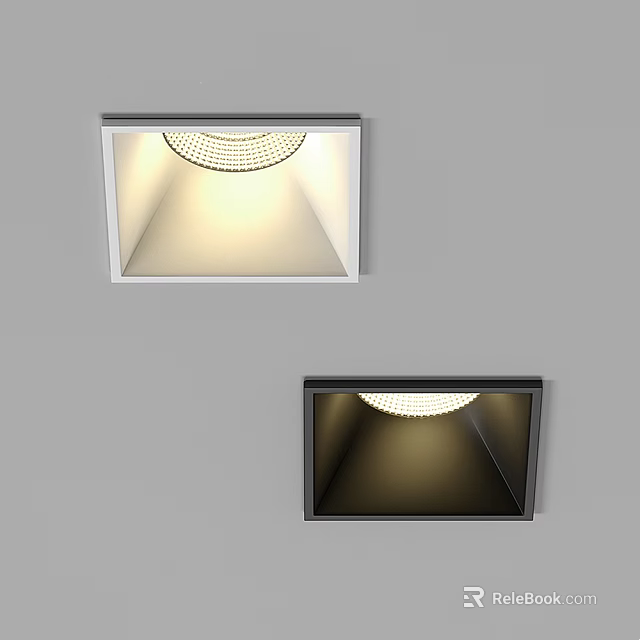 Modern White and Black Recessed Spotlights with Ceiling Mounted Illumination Design 3d model 