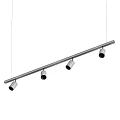Modern Linear Black Pendant Chandelier With Four Sleek Metal Lights Design