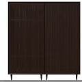 Modern Wooden Wardrobe With Lattice Doors And Drawers On Brass Legs Design