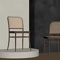 Modern Wooden Chairs With Woven Back Design On White Display Stand