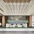 Modern Sales Office Interior With Sand Table Model Ceiling Chandelier And Display Wall 3d model