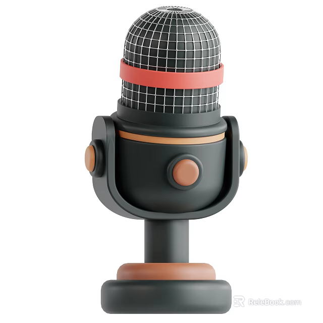 Game And Movie Character Using Retro Microphone With Red Band 3d model 