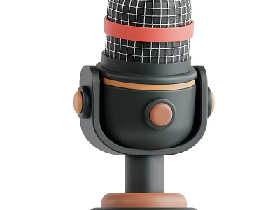 Game And Movie Character Using Retro Microphone With Red Band 3d model