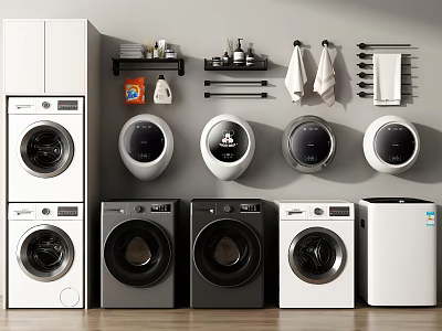 Various Design Washing Machines With Front Load Wall Mounted And Freestanding Options 3d model