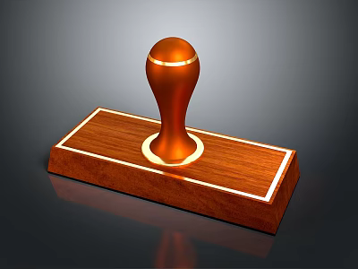 Brown Wooden Stamp With Rectangular Base And Round Top For Daily Household Use 3d model