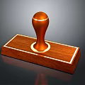 Brown Wooden Stamp With Rectangular Base And Round Top For Daily Household Use 3d model