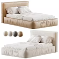Modern Minimalist Double Bed With Pleated Headboard And Multiple Color Options