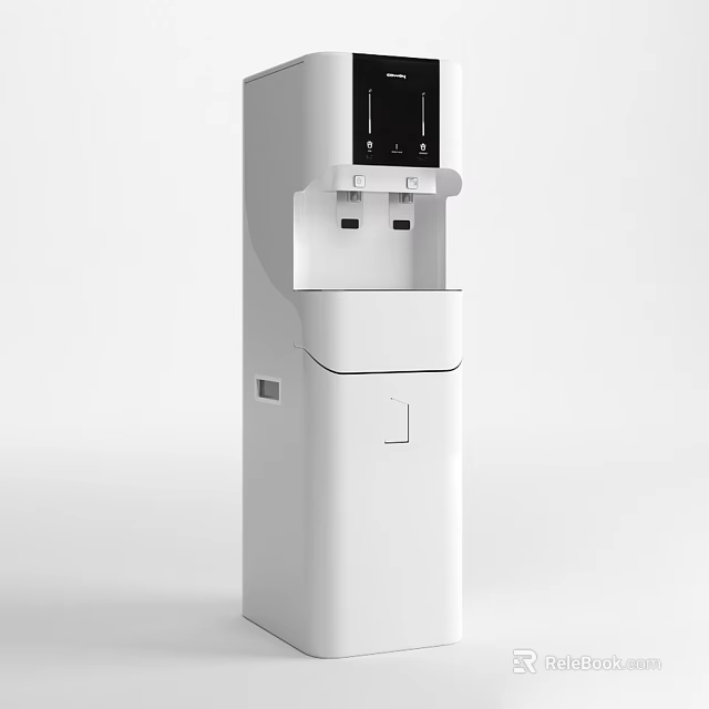 White Standing Water Dispenser With Digital Display And Water Outlet For Home Use 3d model 