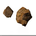 Two Natural Rough Brown Wooden Stone Pieces Displayed on White Background