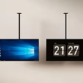 Two Modern TVs Displaying Windows Interface And Digital Clock With DELTA Text 3d model