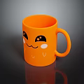 Cute Orange Mug With Smiley Face Design And Blush Cheeks On Black Background 3d model