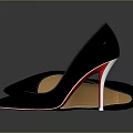 Elegant Black High Heels Featuring Red Heel Smooth Patent Leather Orange Lining