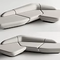 Modern Grey Sectional Sofa With Modular Design And Sleek Leather Upholstery 3d model