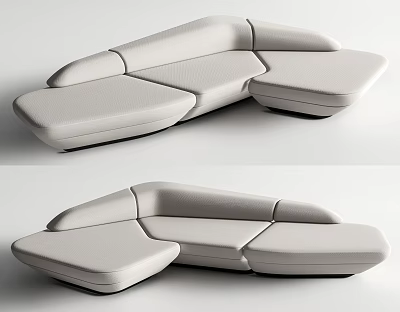 Modern Grey Sectional Sofa With Modular Design And Sleek Leather Upholstery 3d model