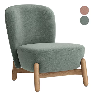 Comfortable Light Green Leisure Chair with Wooden Legs and Modern Design Color Options 3d model