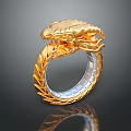 Elegant Unique Fashion Ring with Golden Coiled Snake Head Design Accessory
