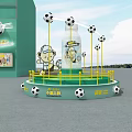 Green Building Exterior of Kids Painting Studio With Balloons and Football Decoration