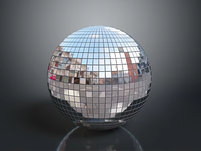 Silver Mirror Tiled Disco Ball As Reflective Daily Life Decoration Sphere 3d model