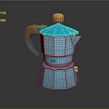 Modern Blue Coffee Pot With Orange Handle And Geometric Design 3d model