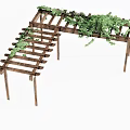 Outdoor Wooden Pergola Adorned With Lush Green Climbing Vines