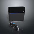 Modern Black PlayStation Console with Wireless Controller and Blue Light Indicator 3d model