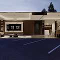Elegant Warm Modern Living And Dining Interior With Wood Veneer And Marble TV Wall