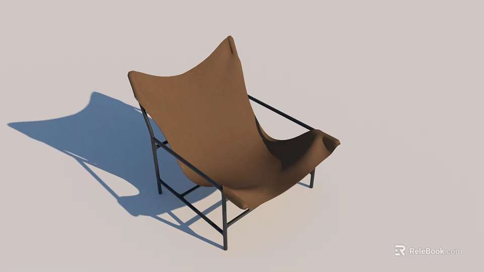 Modern Brown Single Chair With Black Metal Frame And Sleek Design 3d model 