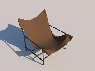 Modern Brown Single Chair With Black Metal Frame And Sleek Design 3d model