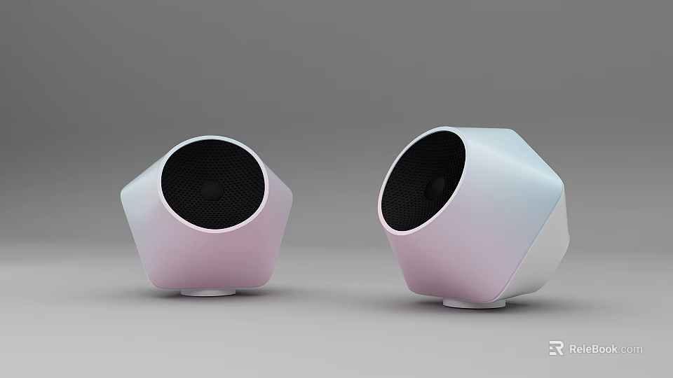 Modern Geometric Shape Speakers With Gradient Color Finish Pair For Home 3d model